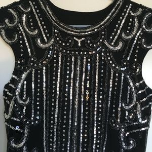 Sequined dress with fringe